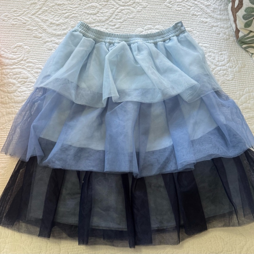 Janie and Jack Two-Tone Light Blue and Navy Layered Tulle Skirt